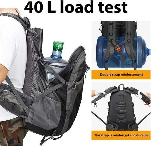 Miniatura 2 de Fengdong Mochila de viaje impermeable y ligera para senderismo, acampadas, de 40 L, para hombres y mujeres a2-Negro