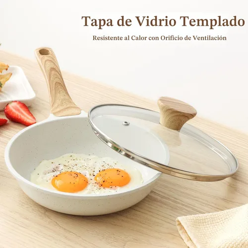 Miniatura 6 de SENSARTE Sartén antiadherente de cerámica con tapa 8/9.5/10/11/12.5 pulgadas, sartén para tortilla, sin PFAS/PTFE añadidos intencionalmente, sartén