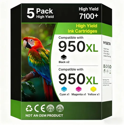 Combo de cartuchos de tinta 950XL y 951XL, paquete de 5 piezas de repuesto para cartuchos de tinta HP 950XL 951XL para impresoras HP Officejet Pro