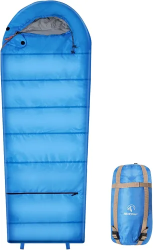 Miniatura 9 de REDCAMP - Saco de dormir para niños tipo momia para acampada, saco de dormir de 3 estaciones para clima frío, para niños, niñas y adolescentes, Azul