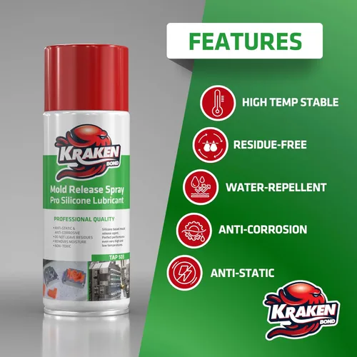 Miniatura 3 de Kraken Bond Spray de liberación de moho de silicona – (12 x 12.3 onzas) agente de liberación de moho a alta temperatura para lubricante de resina