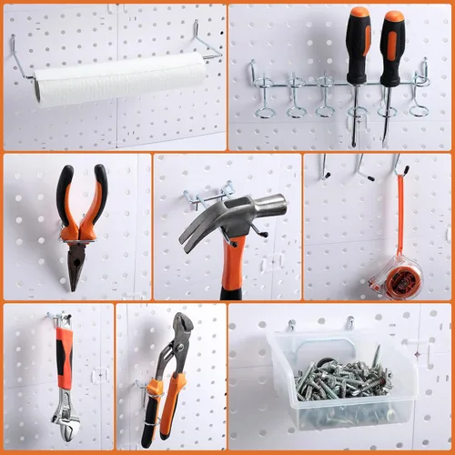 Miniatura 6 de Zubebe Surtido de 106 ganchos para tablero de clavijas con contenedores, el kit organizador de accesorios de tablero de clavijas incluye