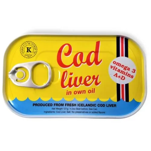 Miniatura 2 de Threeline Hígado de bacalao natural islandés en aceite propio, 121 g / 4.3 oz (12)