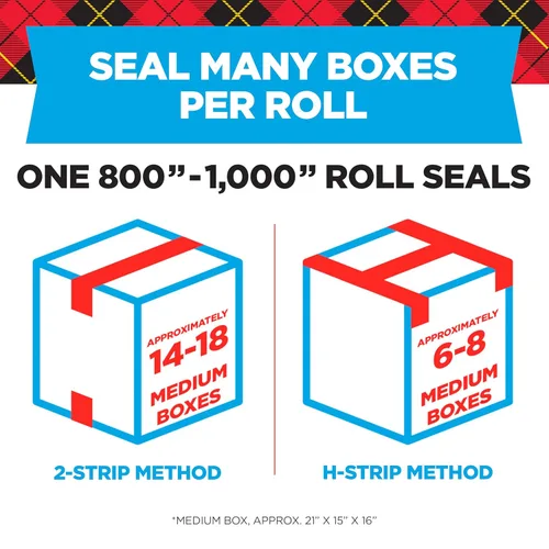 Miniatura 3 de Paquete de cinta de embalaje resistente Scotch para envío, transparente, 1.88 pulgadas x 27.7 yardas, 1 rollo de cinta con dispensador + cinta