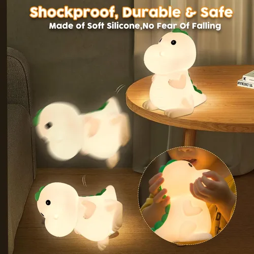 Miniatura 4 de Luz nocturna para niños, lámpara táctil de dinosaurio para guardería, regulable con 7 colores cambiantes, suave y esponjoso, de silicona, lindas