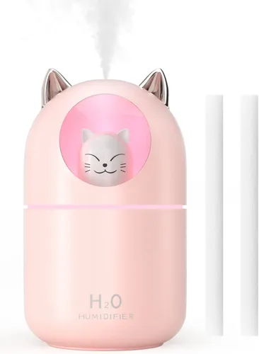 Humidificador de Niebla Fría, Mini Humidificadores de 300ml con Luz Nocturna, Humidificador de Aire con Apagado Automático sin Agua, Humidificadores