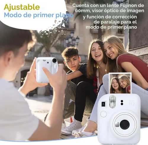 Miniatura 2 de Cámara instantánea Fujifilm Instax Mini 12 en color blanco arcilla y paquete de película Fuji (60 hojas) con accesorios Tiger resistentes, estuche