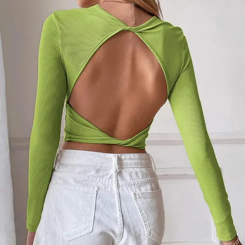 Miniatura 6 de Camiseta de fiesta para mujer, cuello redondo, cuello halter, camiseta sin mangas sexy, de punto acanalado, cuello halter, camiseta sin mangas