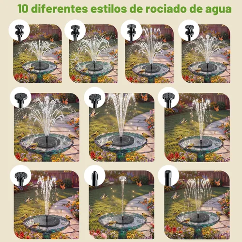 Miniatura 5 de AISITIN Bomba de fuente solar de 3.5 W con batería integrada de 1500 mAh, fuente de baño para pájaros con 6 boquillas, bomba de agua flotante solar