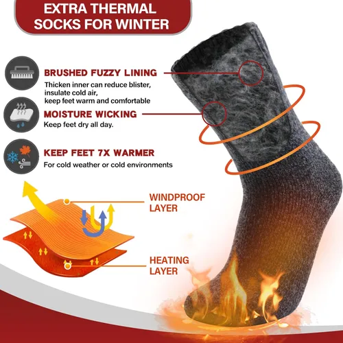 Miniatura 3 de 3 pares de calcetines térmicos cálidos para mujeres y hombres, calcetines de esquí de invierno con aislamiento para botas gruesas para clima frío