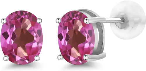 Miniatura 251 de Gem Stone King Aretes de oro de 14 quilates con piedra natal ovalada de 0.315 x 0.236 in Aretes de oro para mujer