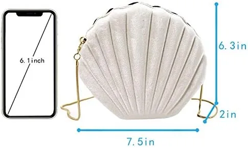 Miniatura 2 de Bolso de noche de concha de mar para mujer, bolso de hombro con correa de cadena de sirena, bolso de mano