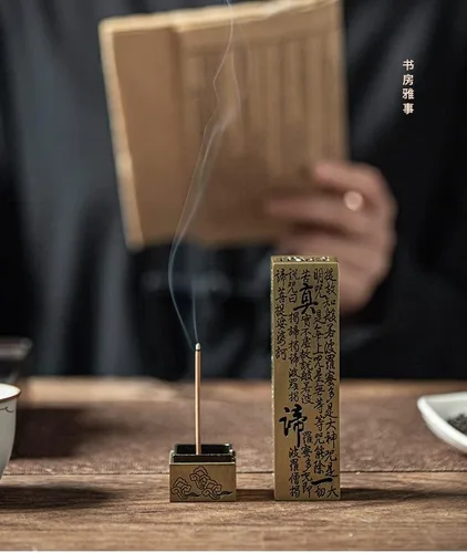 Miniatura 3 de Quemadores de incienso huecos retro de latón, personajes chinos tradicionales, escrituras budistas, aromaterapia, incensario, caja de incienso