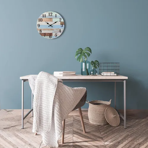 Miniatura 7 de Stonebriar - Reloj de pared de madera rústica, funciona con pilas, decoración de pared clásica de granja para la cocina, sala, dormitorio u oficina