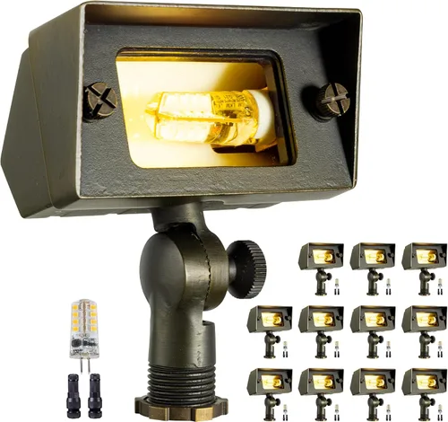 Miniatura 10 de Gardenreet Luz de Inundación de Bajo Voltaje para Exteriores - Luz LED de Lavado de Pared de Latón Sólido 12V, Paisajística de Cableado Fijo
