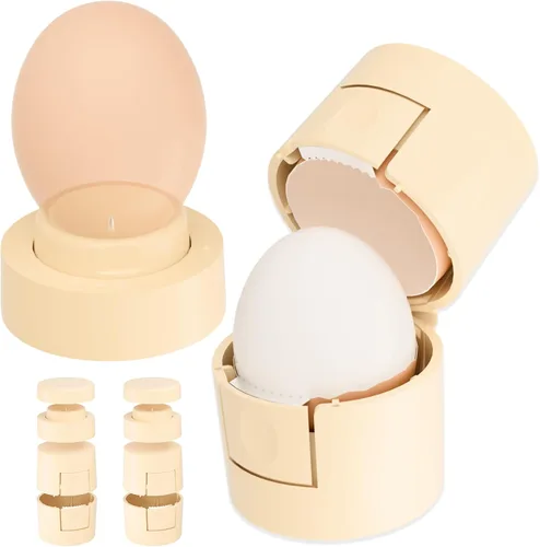Miniatura 10 de Abridor de cáscaras de huevo 2 en 1 mejorado, pelador de huevos duros con perforador, lindo separador de huevos para huevos crudos, herramienta