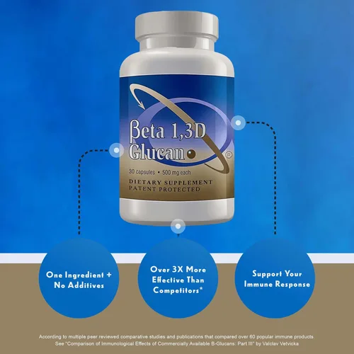 Miniatura 7 de Transfer Point Suplemento de apoyo inmunológico Beta glucano altamente purificado 500 mg por cápsula (fibra de b-glucano) (paquete de 1)