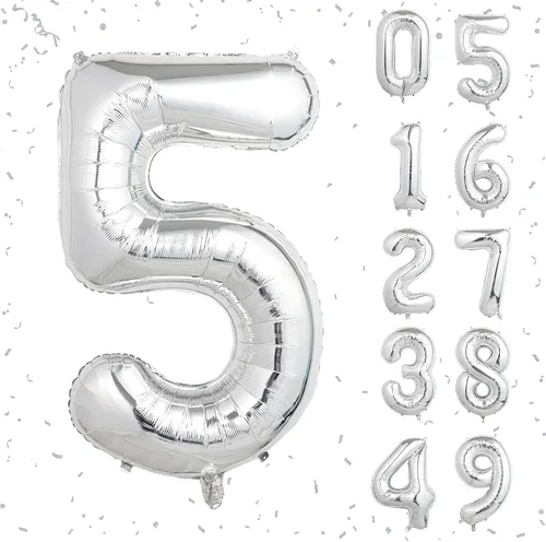 Miniatura 57 de Globos de números azul claro de 40 pulgadas, globos de aluminio de Mylar con helio para cumpleaños, globo número 6 para decoración de fiestas