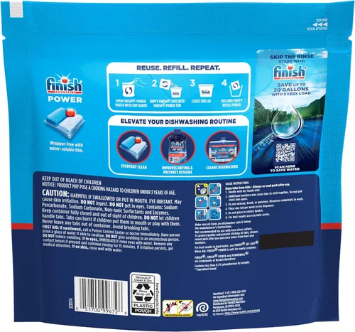 Miniatura 9 de Finish Power Cápsulas para lavavajillas, jabón detergente para lavavajillas sin enjuague previo para limpieza profunda y brillo con poder