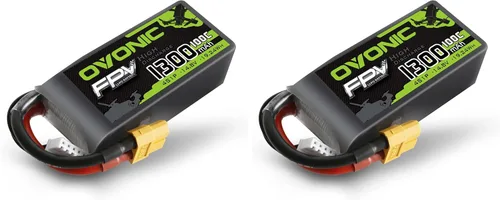 Miniatura 7 de OVONIC 4s Lipo Battery 100C 1300mAh 14.8V Lipo Batería con conector XT60 para RC FPV Racing Drone Quadcopter (2 paquetes)