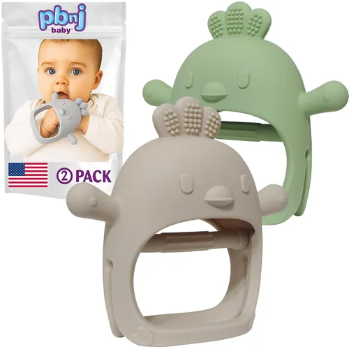 Miniatura 11 de PBnJ baby Paquete de 2 juguetes de dentición para bebés de 0 a 6 a 12 meses, guantes de dentición de silicona de grado alimenticio, sin caída