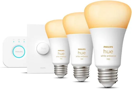 Miniatura 3 de Philips Hue Kit de inicio con botón inteligente Base Lumen de ambiente blanco (60W), 16 millones de colores, funciona con Amazon Alexa, Asistente