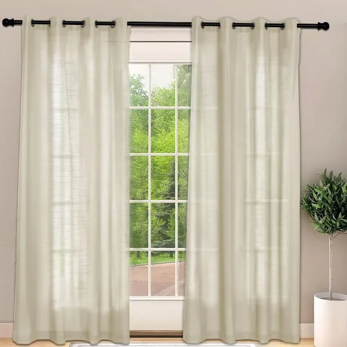 Miniatura 22 de Frelement Cortinas opacas extralargas de 108 pulgadas de largo, para sala de estar, cortinas de lino con bloqueo de luz, cortinas con aislamiento
