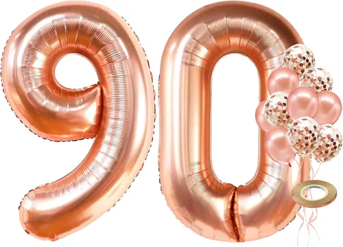 Miniatura 16 de KatchOn, Globo gigante de oro rosa del número 10 – 40 pulgadas Globo de oro rosa 10 con globos de confeti Decoraciones de 10 cumpleaños de oro