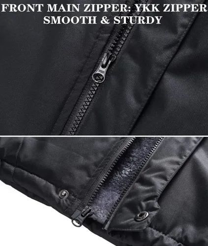 Miniatura 5 de HOW'ON - Chaqueta de invierno con capucha y forro polar, resistente al viento, impermeable, abrigo para montaña