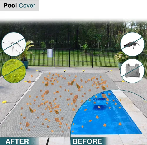 Miniatura 3 de ECOOPTS Cubierta de piscina de 8 x 8 pies para piscina enterrada, cubierta de seguridad rectangular para piscina de invierno con kit de herramientas