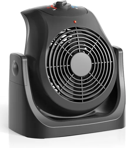 Ventilador de escritorio eléctrico portátil, ventilador de escritorio de enfriamiento, ventilador de calentador 2 en 1, combo con inclinación de