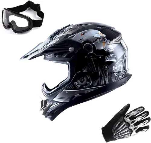 Miniatura 10 de 1Storm Casco de motocross para adultos, todoterreno, MX, BMX, ATV, motocross, mecánico, HGXP14B, fibra de carbono, negro, HGXP14B