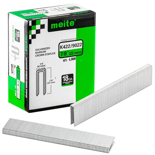 Miniatura 11 de meite Grapas de corona estrecha de calibre 18 de 1/4 de pulgada, grapas de tapicería galvanizadas resistentes de 1 pulgada de longitud