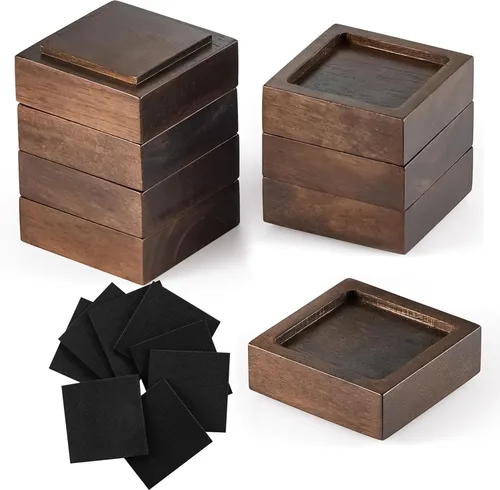 FASONLA Elevadores de cama, elevadores de muebles (juego de 8) eleva altura de 1 pulgada, 2 pulgadas, 3 pulgadas o 4 pulgadas, elevadores de madera