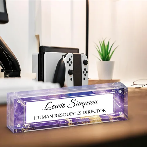 Miniatura 7 de Placa con nombre para escritorio, placa con nombre de doble cara personalizada para decoración de escritorio de oficina para mujeres y hombres