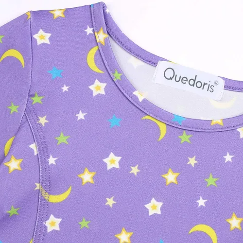 Miniatura 4 de Vestido Quedoris de unicornio para niña, vestido con vuelo para fiesta, estilo casual, con estampado, para niñas de 2 a 10 años