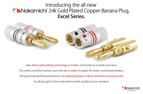 Miniatura 3 de Nakamichi Excel Series - Enchufes tipo banana chapados en oro de 24 quilates, calibre 18 AWG, tamaño de 0.157 in para altavoces, amplificador