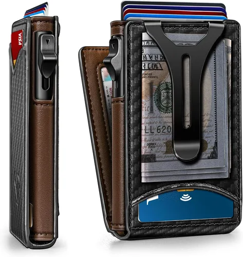 Miniatura 14 de Cartera BULLIANT para hombre, cartera con clip para billetes delgada para regalo para hombre, 9 tarjetas - Estuche de tarjeta de crédito de metal