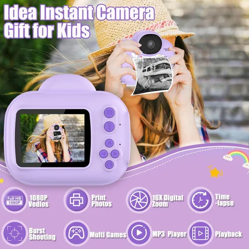 Miniatura 2 de Juguetes de cámara para niños, cámara de impresión instantánea para niños, cámaras para niños pequeños para niñas y niños, cámaras digitales HD