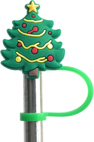 Miniatura 7 de Paquete de 6 Adornos Divertidos de Navidad para Pajitas de 8mm con Trineo, Árbol, Copo de Nieve y Papá Noel (Paquete de Navidad)