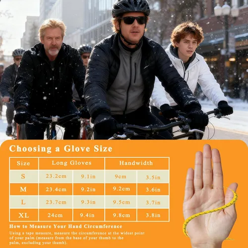 Miniatura 7 de Guantes de invierno de ciclismo para hombres y mujeres, impermeables, con compatibilidad térmica cálida y táctil, guantes de conducción para mujer