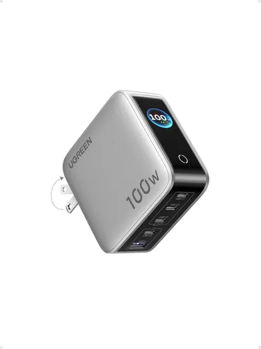 UGREEN Nexode Pro - Cargador USB C GaN de 100 W, bloque de cargador de pared rápido tipo C de 5 puertos con pantalla inteligente compatible con