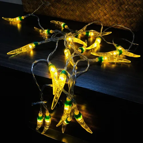 Miniatura 11 de Guirnalda de luces rojas de chile y pimienta, luces de noche de hadas, guirnalda de cobre, lámpara colgante con pilas para decoración del hogar