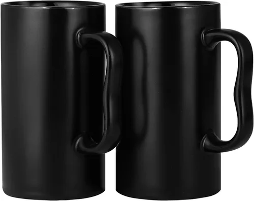 Miniatura 7 de Tazas de café de cerámica grandes de 20 onzas, tazas de cerveza altas con mango grande M, 20.3 fl oz de porcelana a granel a granel Latte Capuchino