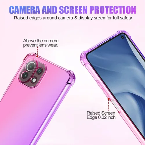 Miniatura 2 de Funda para Xiaomi 11 Lite/Mi 11 Lite 5G Cute Case Girls Women, Gradient Slim Anti Scratch Soft TPU Funda protectora a prueba de golpes para Xiaomi