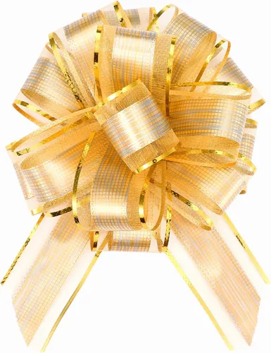 GWHOLE 30 piezas de lazos grandes para envolver regalos, lazos de cinta dorada de 5" para envolver regalos, decoración de boda y festividades