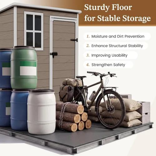 Miniatura 6 de UDPATIO Outdoor Storage Shed 5x3 FT, Garden Resin Shed for Bike, Garbage Can, Tools, Outside Plastic Sheds with Floor for Backyard, Patio, Lawn
