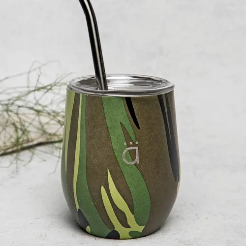 Miniatura 3 de Kalmateh Yerba Mate Gourd - Vaso mate de acero inoxidable de doble pared con tapa sin BPA, popote de filtro Bombilla y cepillo de limpieza, perfecto