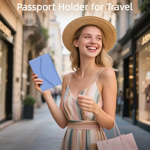 Miniatura 79 de Zoppen - Billetera de viaje con bloqueo RFID multiusos (Ver.4) Portatarjetas de pasaporte y vacunas, organizador de documentos de tres pliegues