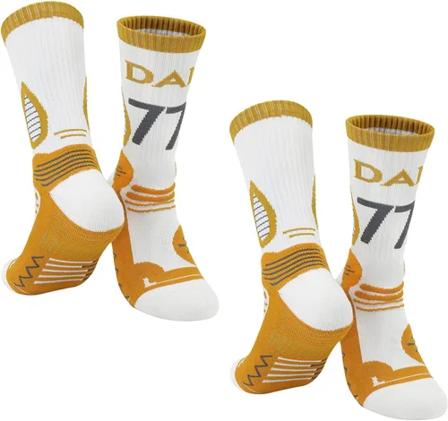Miniatura 47 de 2 pares de calcetines de baloncesto para hombres y niños, equipo de baloncesto con número de la suerte, calcetines de estrella para niños y adultos